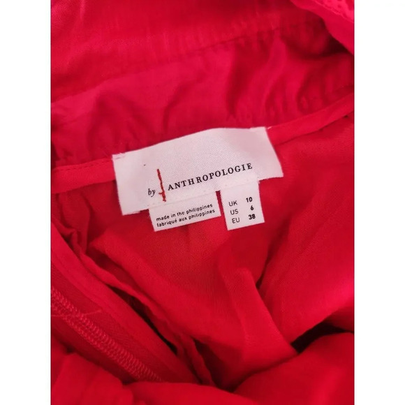 NWD By Anthropologie Plisse Pleated Open Back Halter Jumpsuit Size 6 Red 9C407 - Picture 9 of 14